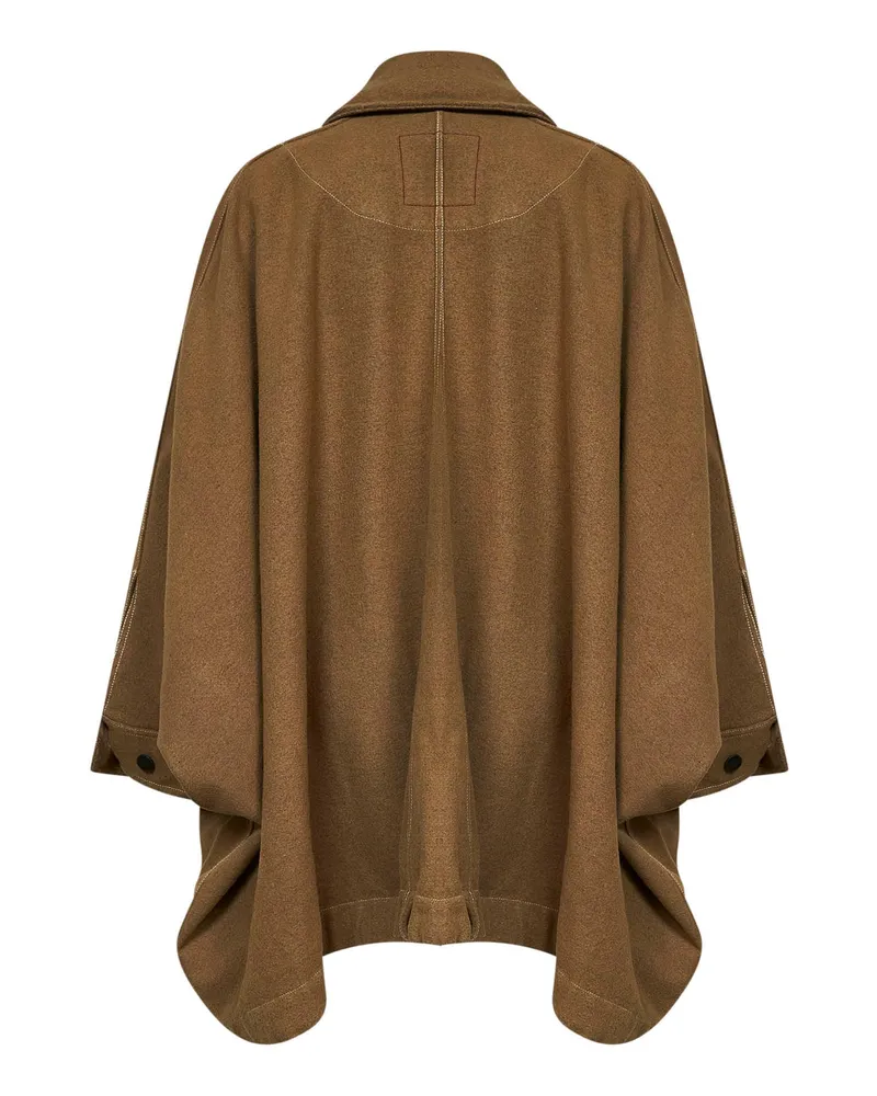 Uma Wang Women Asymmetric Cape-Style Kew Jacket Wool Blend Green Bomber Brown