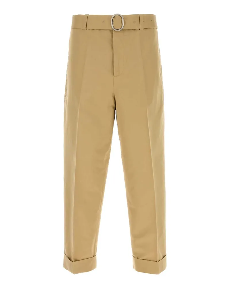 Jil Sander Men's Trousers Beige Cotton Silk Beige