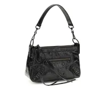 Women's Le City Moto Shoulder Bag Black Lamb Ovis Aries