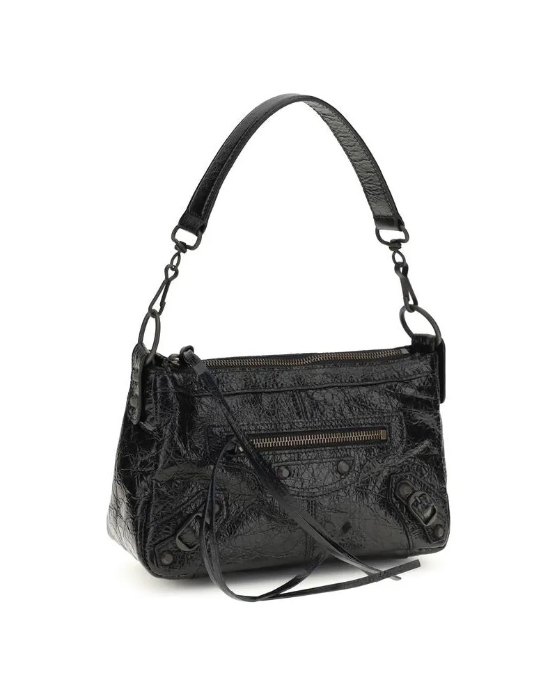 Balenciaga Women's Le City Moto Shoulder Bag Black Lamb Ovis Aries Black