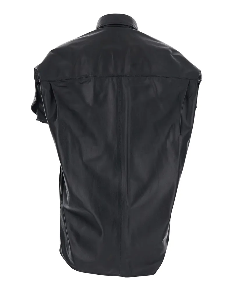 Balenciaga Women's Shirt Black Lamb Leather Blouses Black