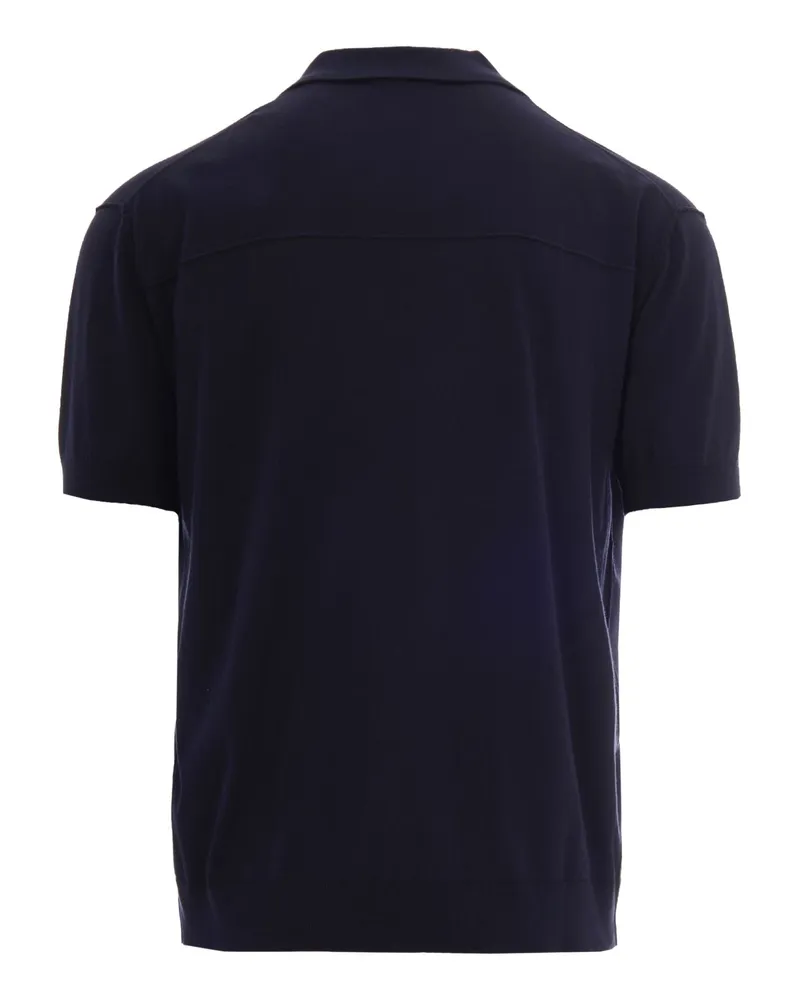 Paolo Pecora Milano Men's Polo Shirt Knit Blue Cotton T-shirts And Polos Navy