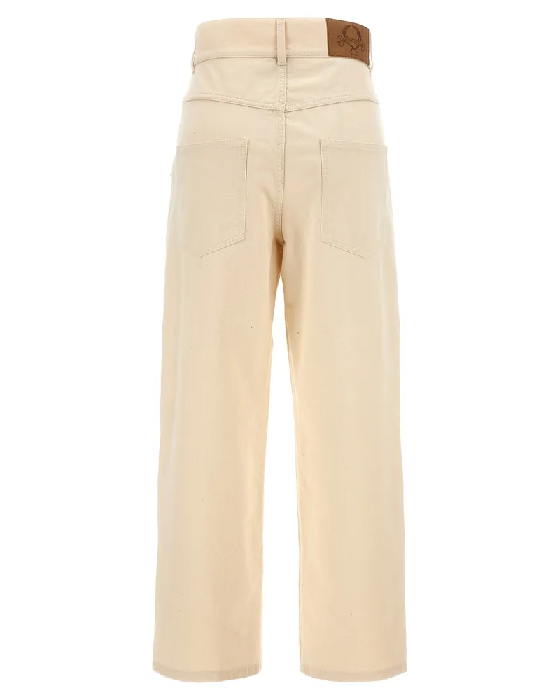 Moschino Women's Beige Cotton Casual Pants Beige
