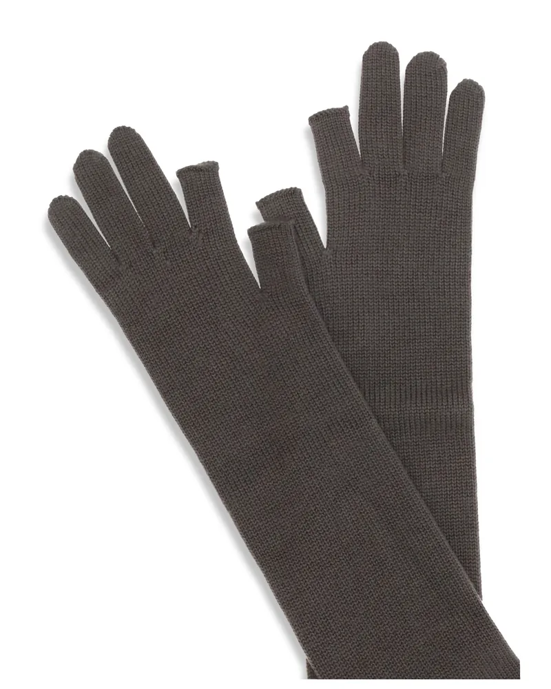 Rick Owens Long Knit Gloves — Gray Gray