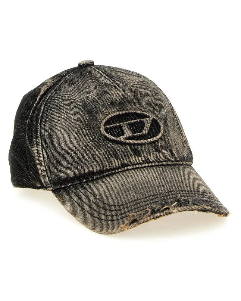 Diesel Distressed Denim Baseball Cap — Black Black