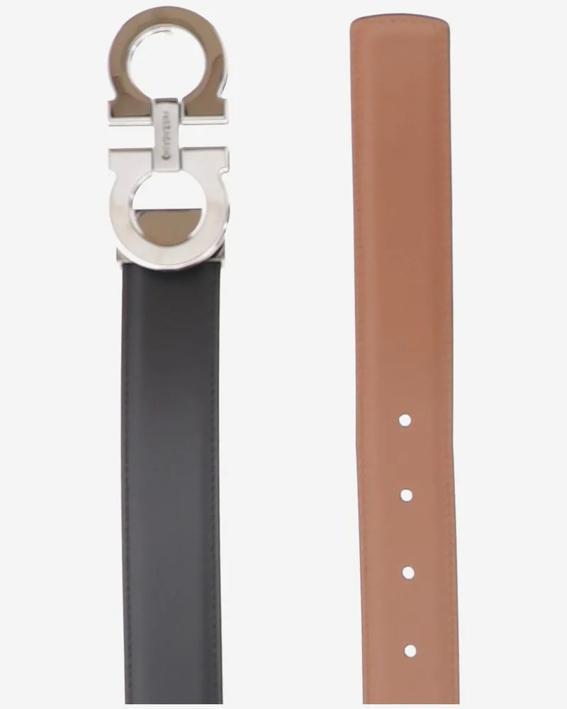 Ferragamo Calf Leather Belt — Black Black