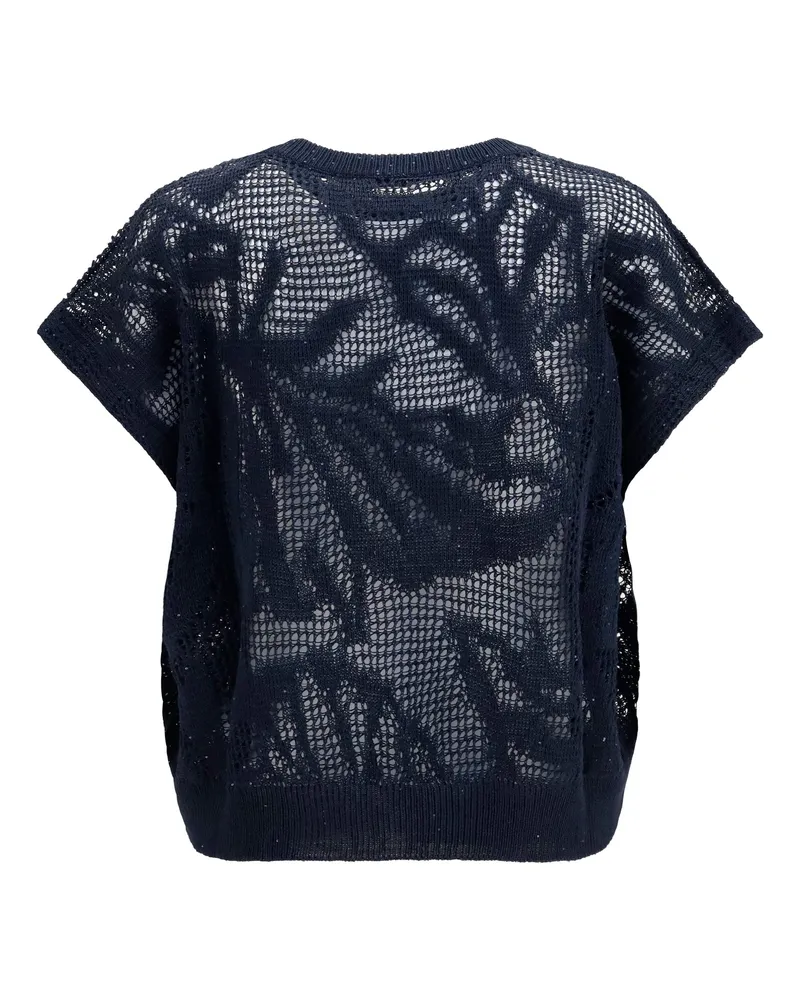 Brunello Cucinelli Women's Dazzling Water Lillies T-Shirt Abisso Linen; Cotton T-Shirts And Polos Navy