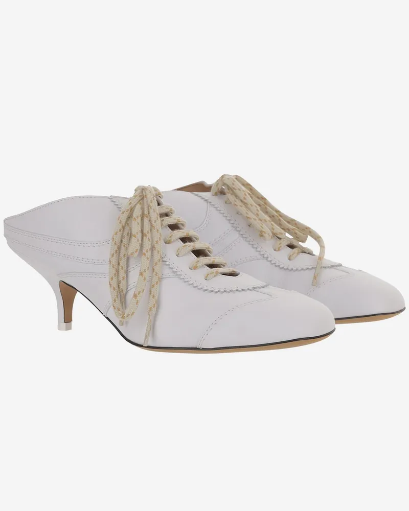 Dries van Noten Women's White Leather Heeled Mules White