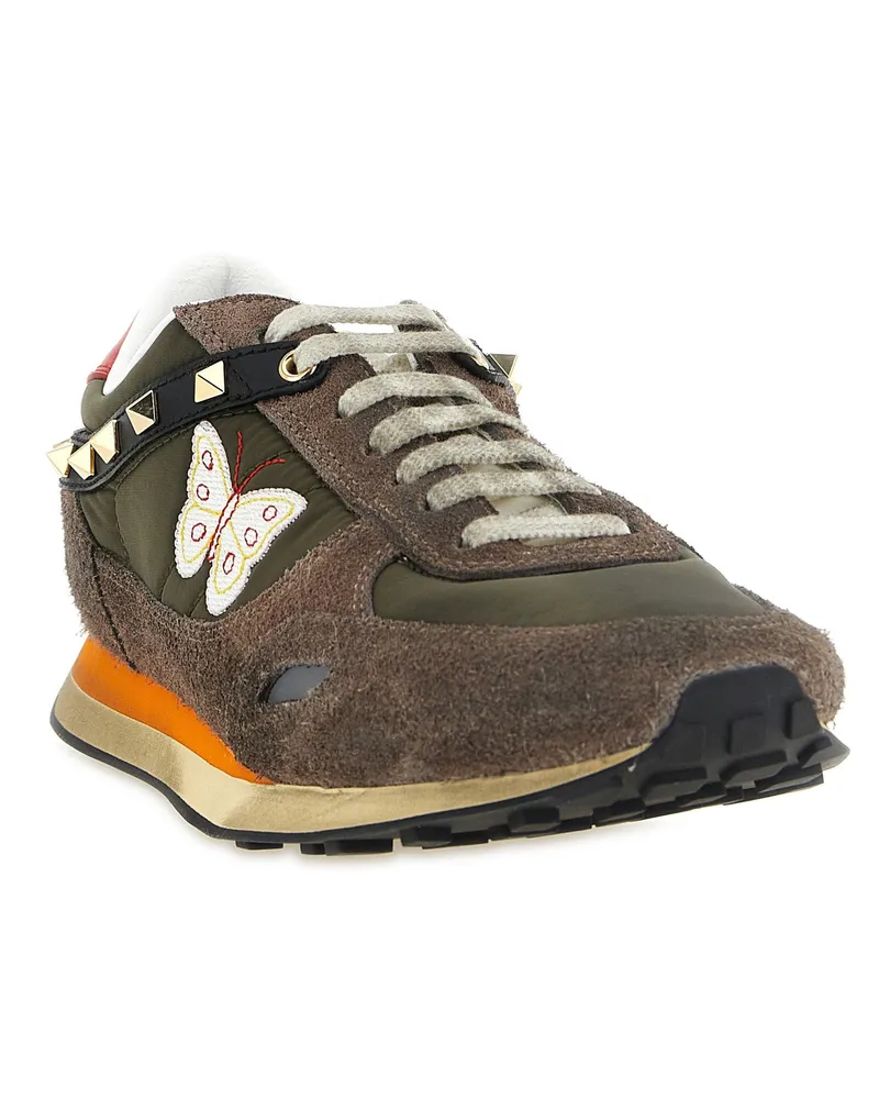 Valentino Garavani Stud Up Sneakers — Brown Brown
