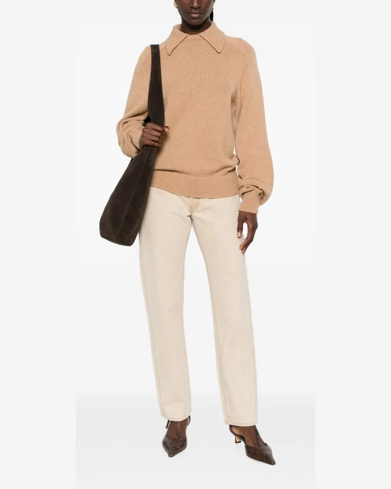 KHAITE Women's Sweater Jackson Beige Wool-Cashmere Beige
