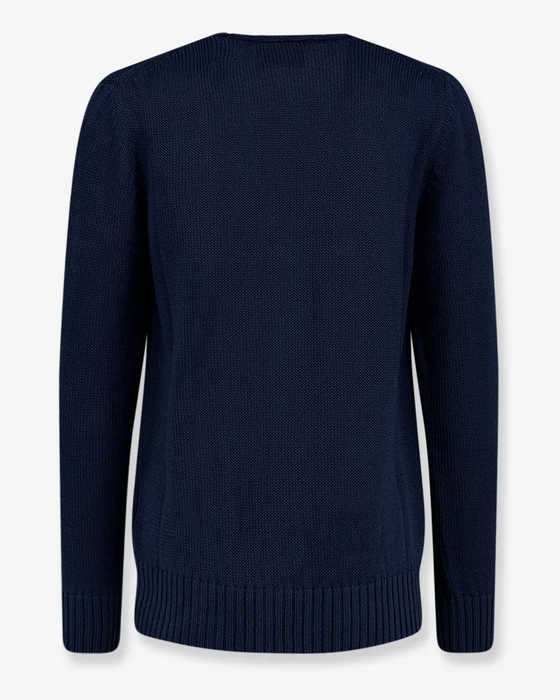 Alpha Studio Men's Cardigan V-Neck Blue Cotton Sweater Navy