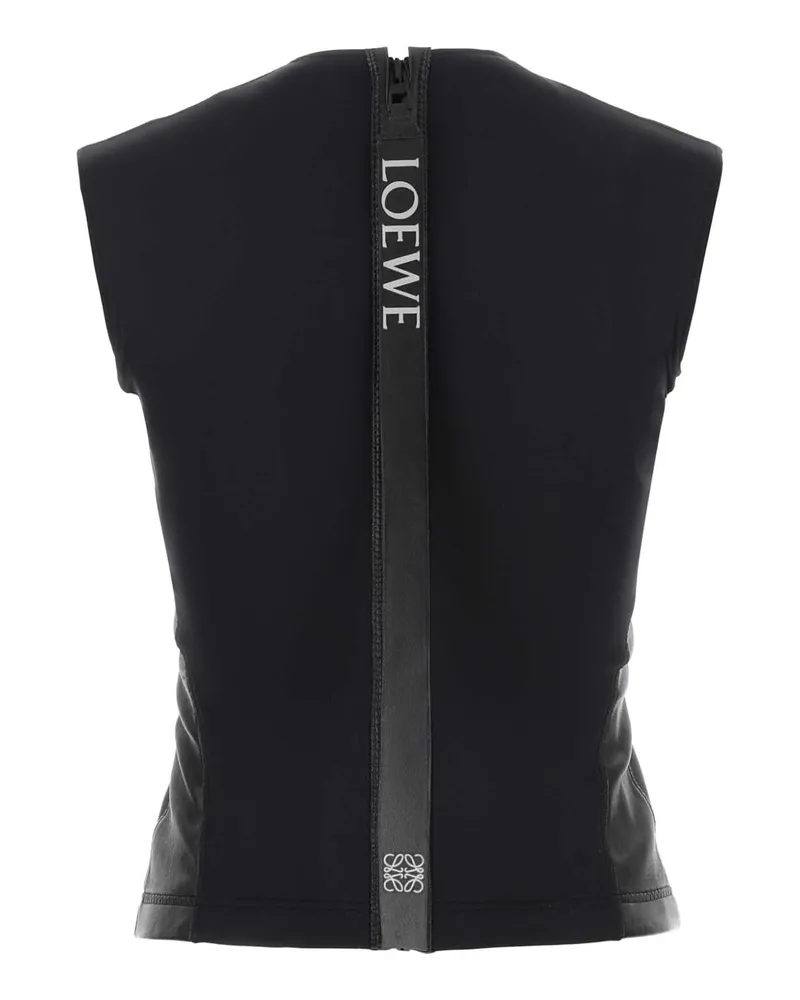 Loewe Women's Black Leather And Fabric Top Maglie Black