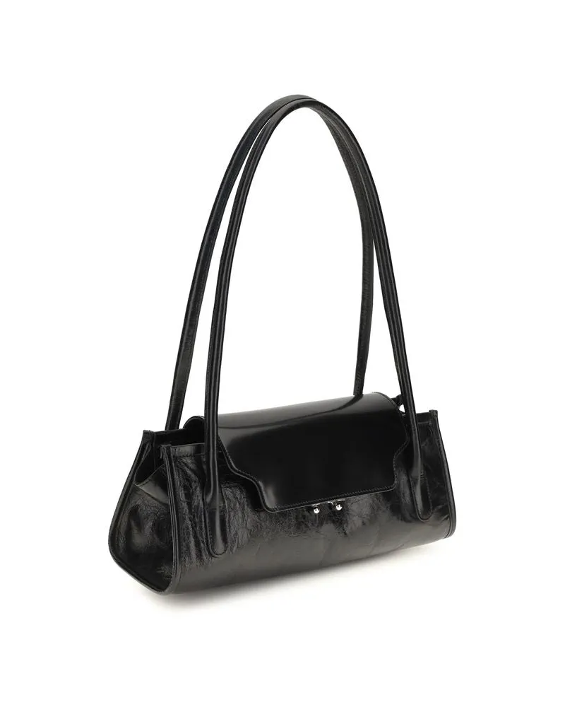 Marni Calfskin Leather Shoulder Bag — Black Black