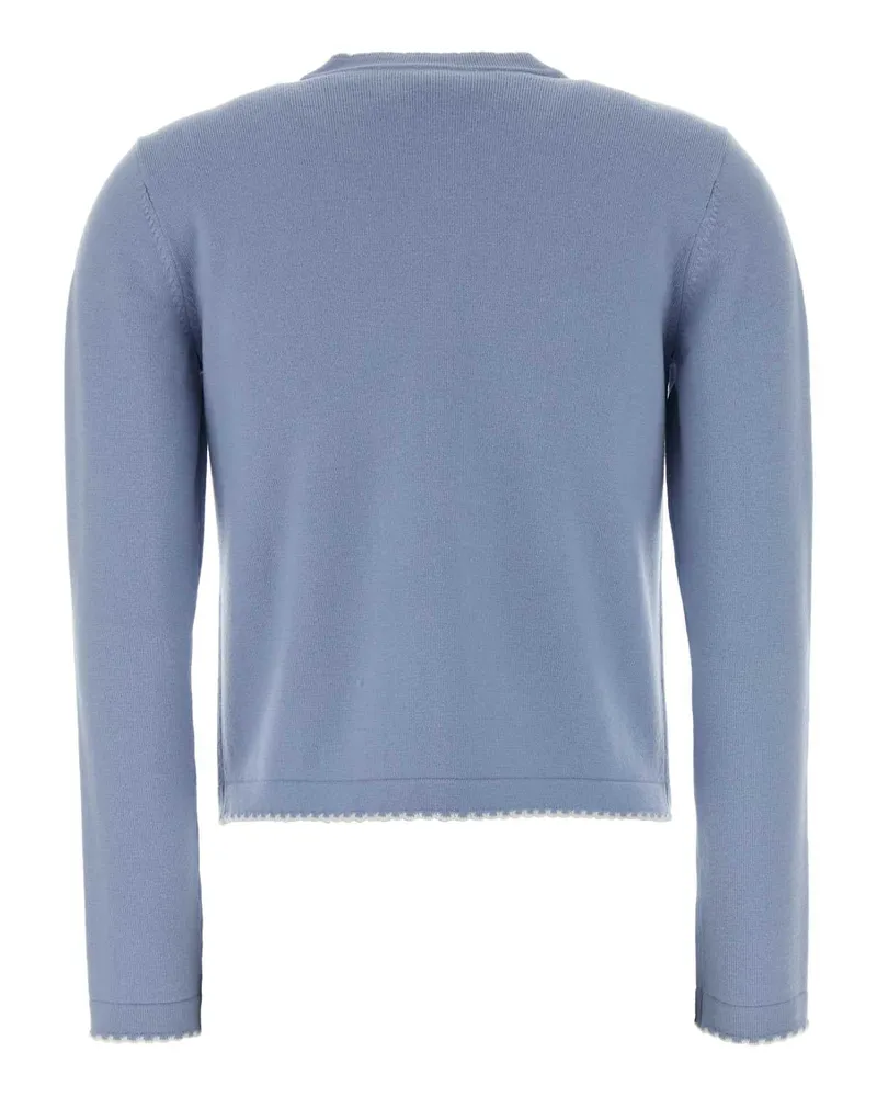 Tory Burch Women Powder Blue Stretch Wool Blend Kendra Cardigan Lightblue Exterior: Nylon Elastane Maglie Sweater Blue