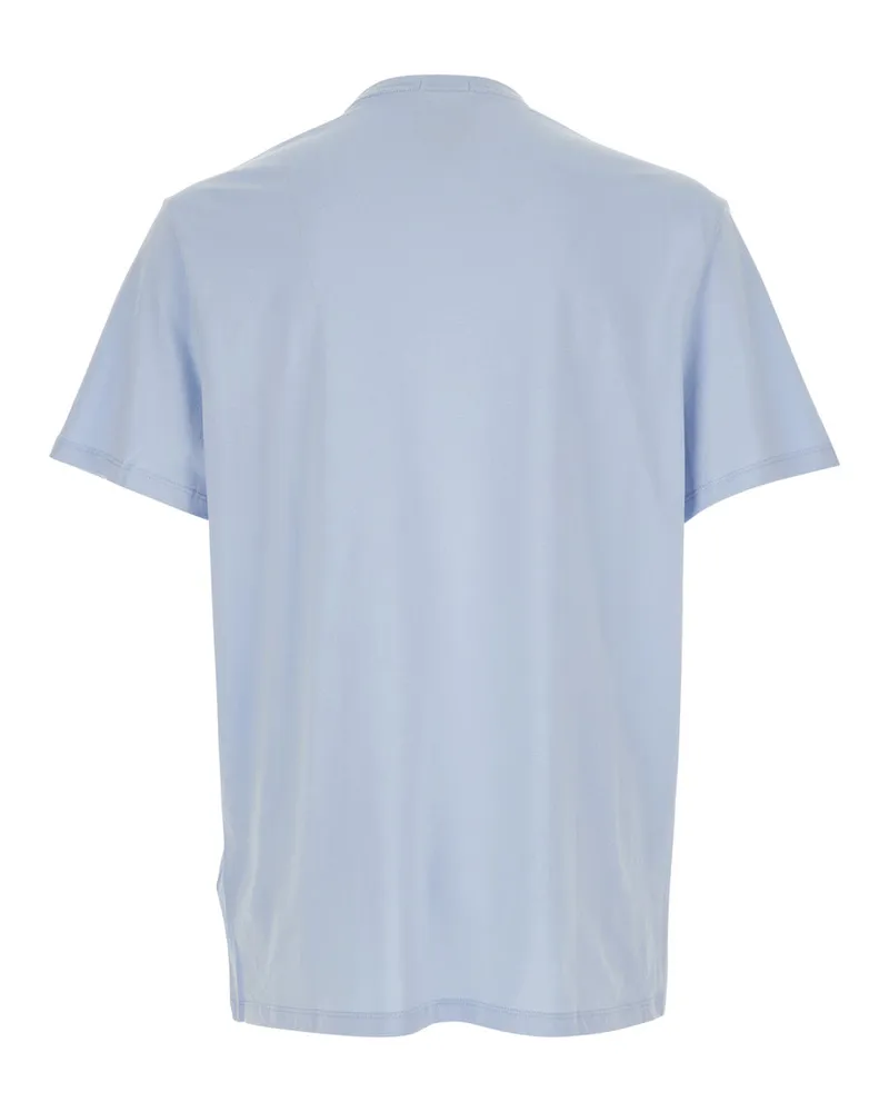 Calvin Klein Logo-Embroidered Cotton T-Shirt — Blue Blue