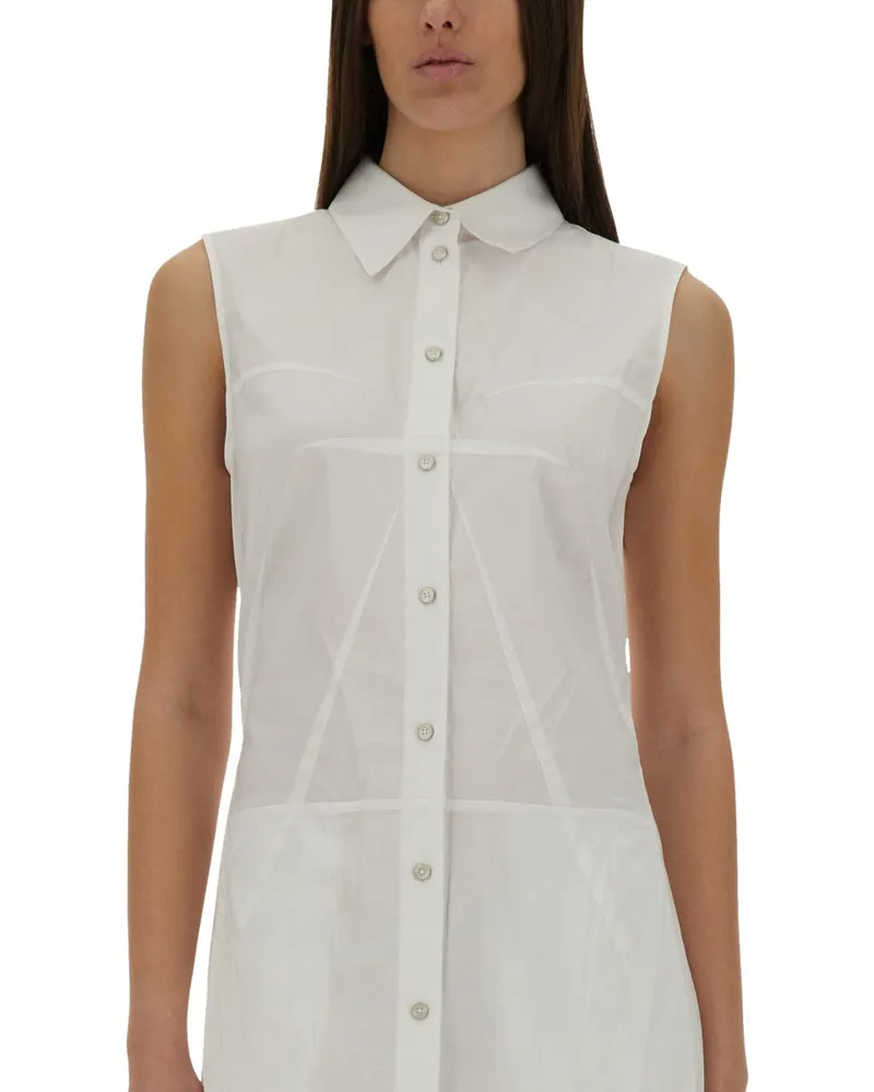 Helmut Lang Bustier Shirt Dress — White White