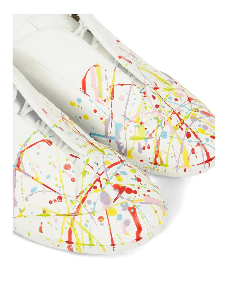 Maison Margiela Paint-Splatter Leather Sneaker — White White