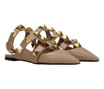 Women's Pink Leather Flat Sandals