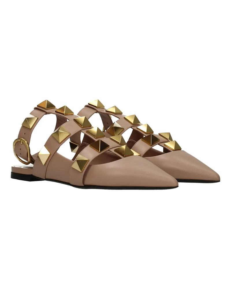 Valentino Garavani Women's Pink Leather Flat Sandals Pink