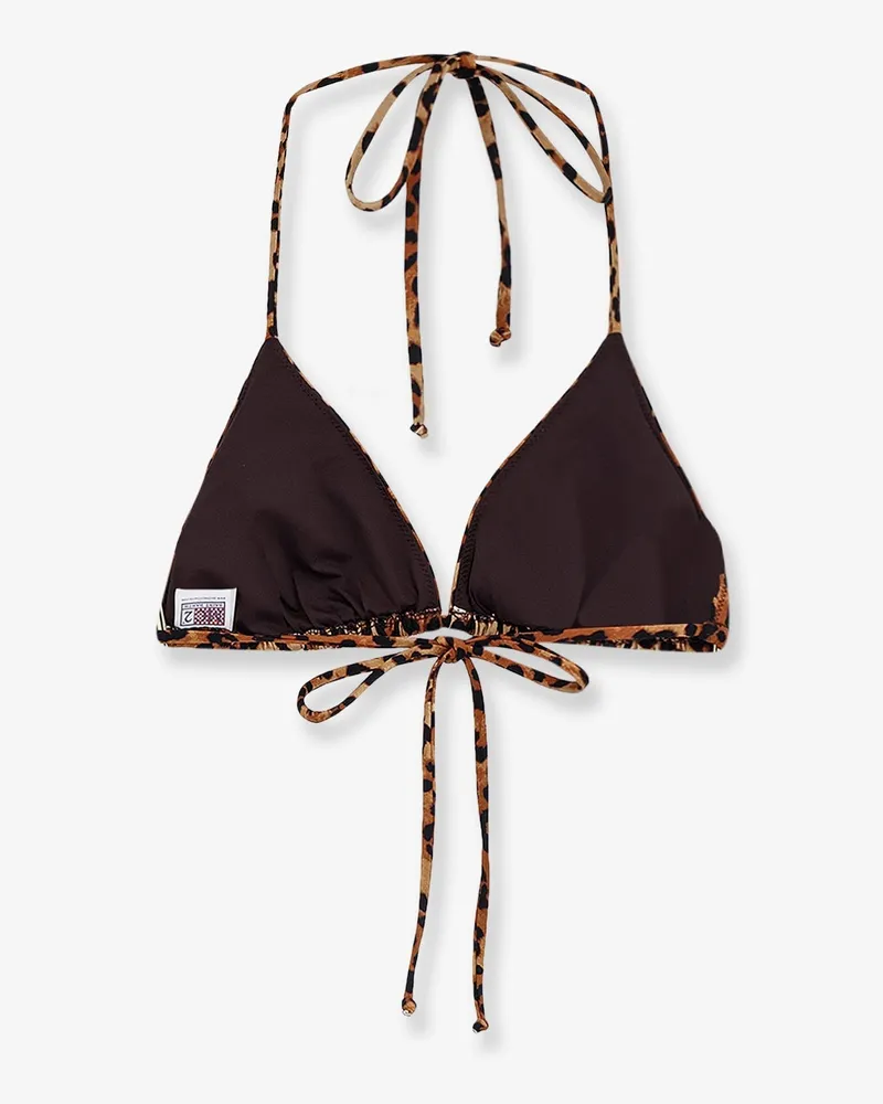 MC2 Saint Barth Women's Bikini Top Leah Nylon Multicolour Polyamide Swimwear Sea Clothing Brown