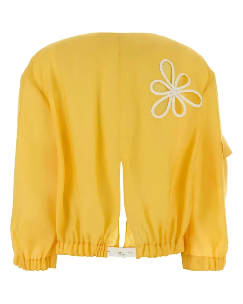 Fendi Women's Silky Jacket Yellow Cupro Silk Yellow