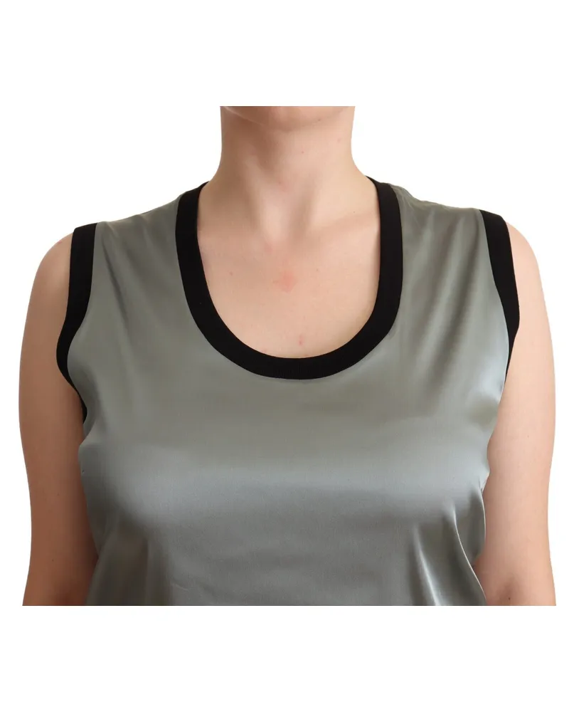 Dolce & Gabbana Women's Silver Round Neck Sleeveless Casual Tank Top Acetate Silver