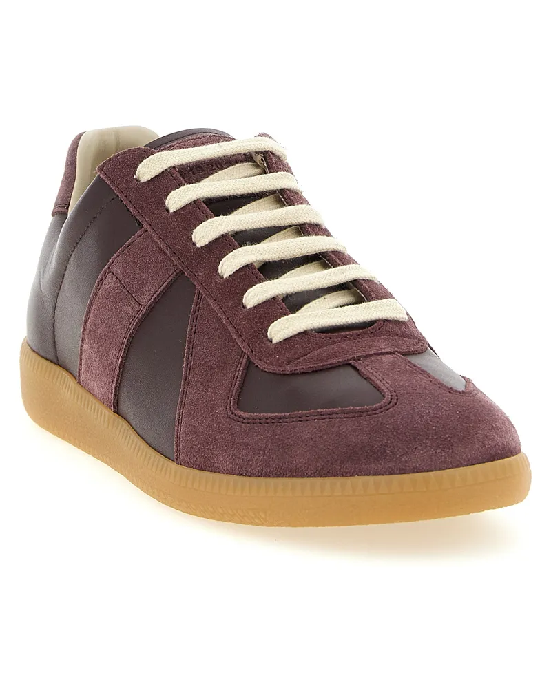 Maison Margiela Men's Bordeaux Calfskin Low Top Sneakers Bordeaux