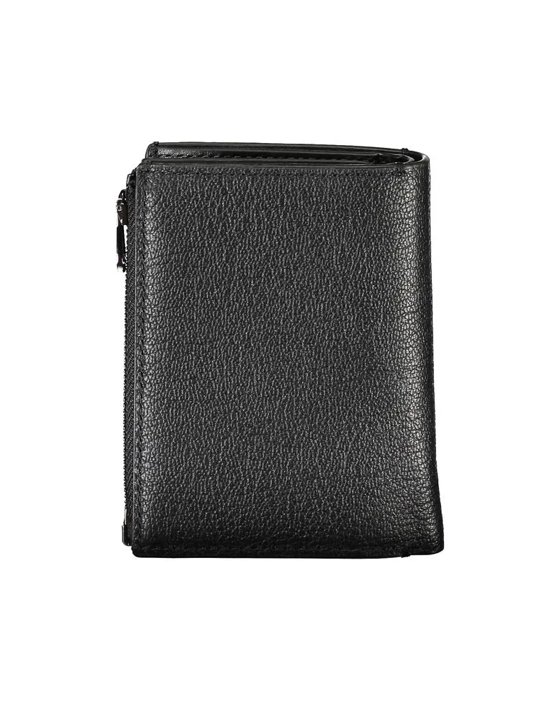 Calvin Klein Leather with Coin Purse Wallet — Black Black