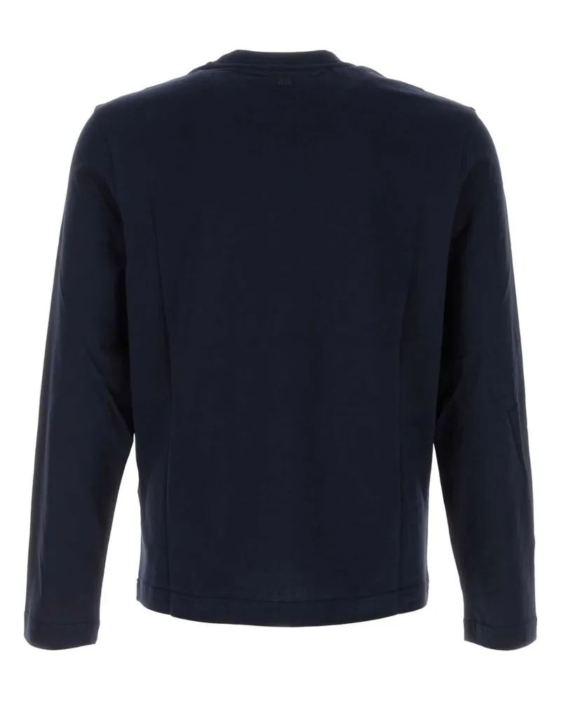 AMI Paris Unisex Navy Blue Cotton T-Shirt Nightblue Exterior: Organic Navy