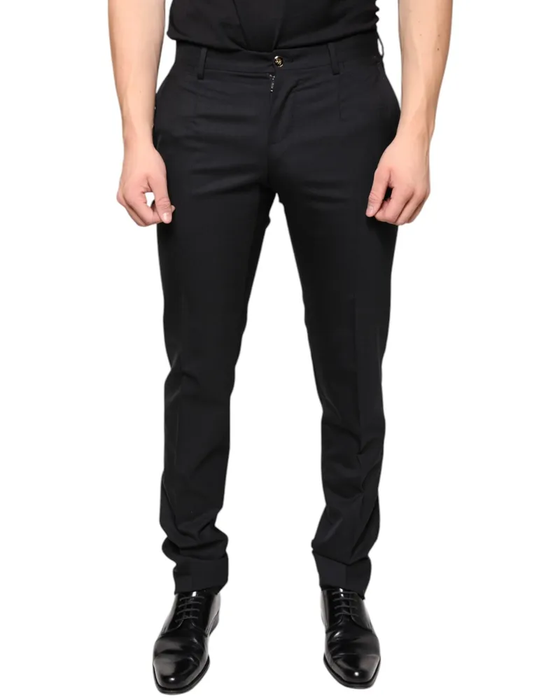Dolce & Gabbana Black Wool Skinny Men Dress Pants Virgin Black