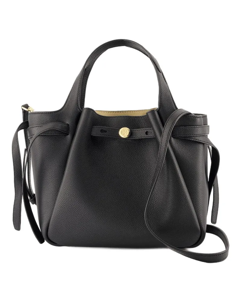 Tory Burch Women's Romy Pebbled Satchel Purse -  Leather Black Cowhide Bags Totes-Shopping-Bags Black