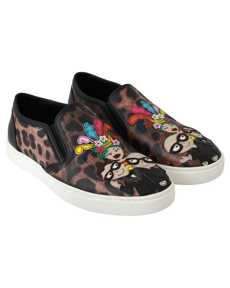 Dolce & Gabbana Women's Leather Leopard #dgfamily Loafers Shoes Brown Lambskin Brown