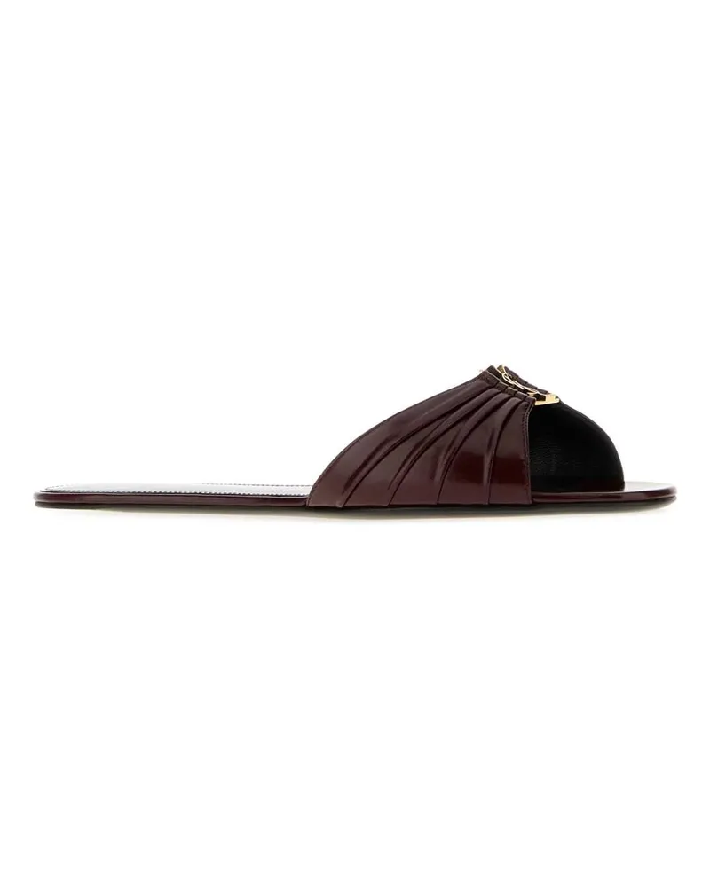 Saint Laurent Women's Burgundy Leather Babylone Slippers Vintagebordeaux Scarpe Con Tacco High Heel Shoes Burgundy
