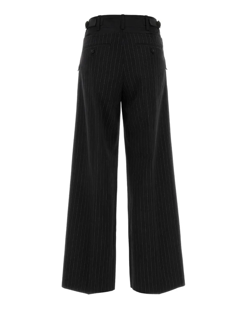 Sacai Women's Embroidered Polyester Blend Pant Black Exterior: Wool Pantaloni Trousers Black