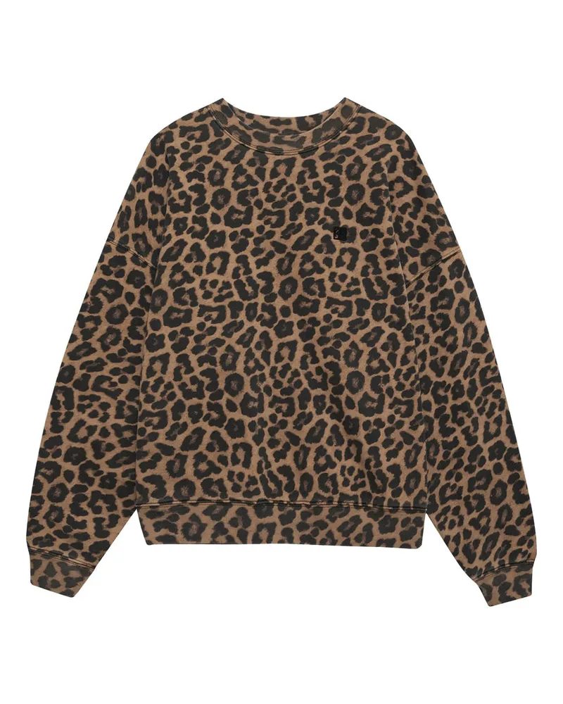 Anine Bing Leopard Print Cotton Sweatshirt — Brown Brown