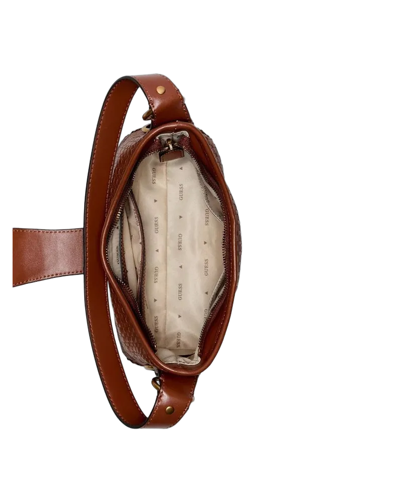 Guess Women's Shoulder Bag Cognac Polyurethane Shoulder-bags Brown