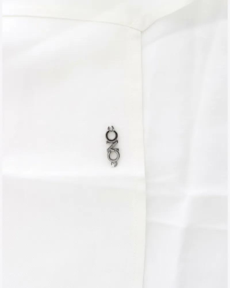 CoSTUME NATIONAL Women Lyocell With Metallic Shoulders Tank Top White Lyocel Tops White