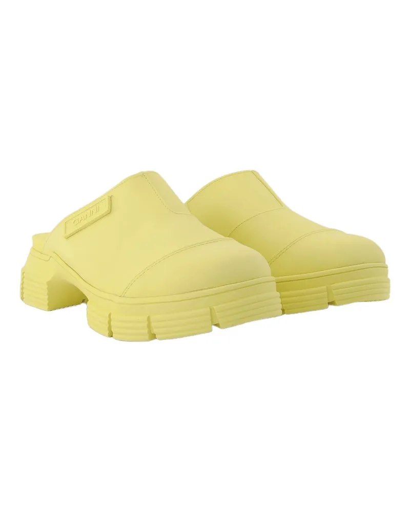 Ganni Women's Yellow Recycled Rubber Retro Mules Others Shoes Yellow