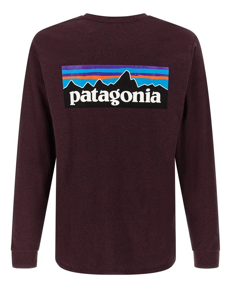 Patagonia Logo-Print Cotton Blend T-shirt — Bordeaux Bordeaux