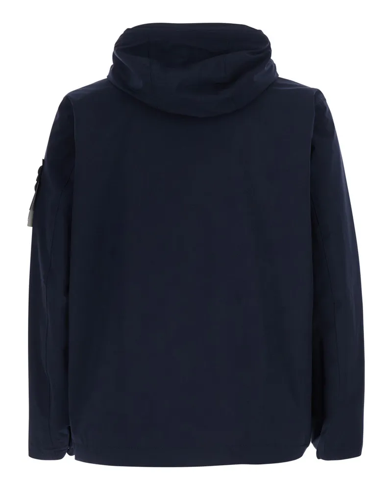 Stone Island Men's Soft Shell Jacket Blue Tech Fabric Polyester Coat Navy