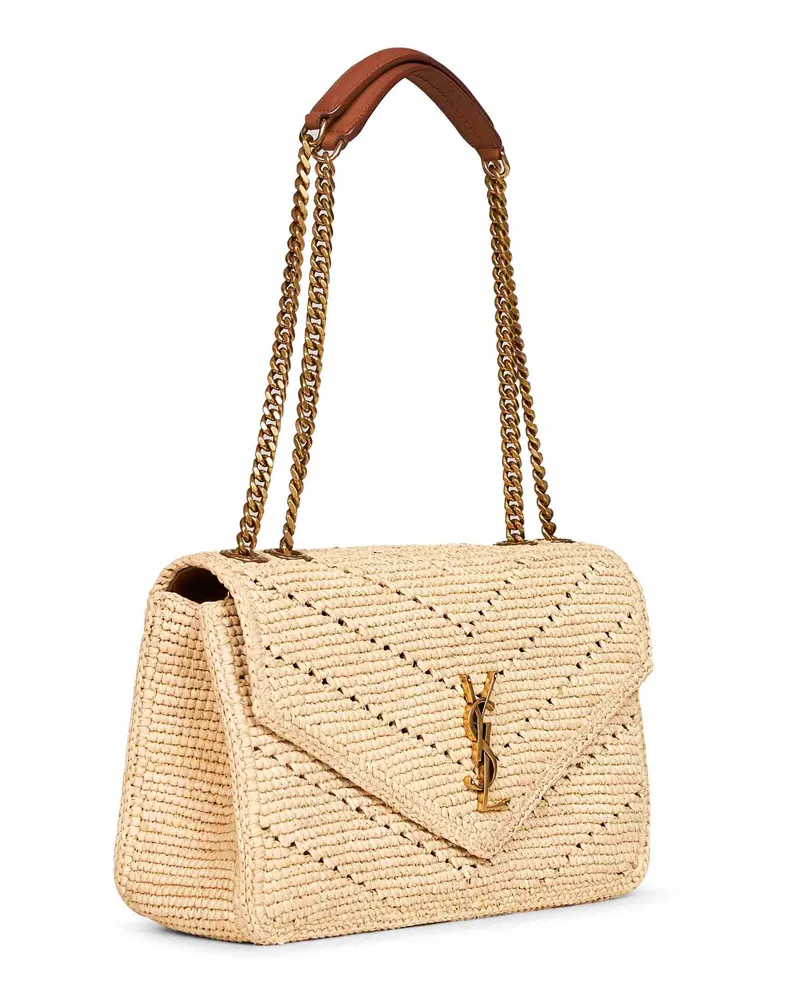 Saint Laurent Women's Shoulder Bag Loulou Medium Beige Raffia Beige