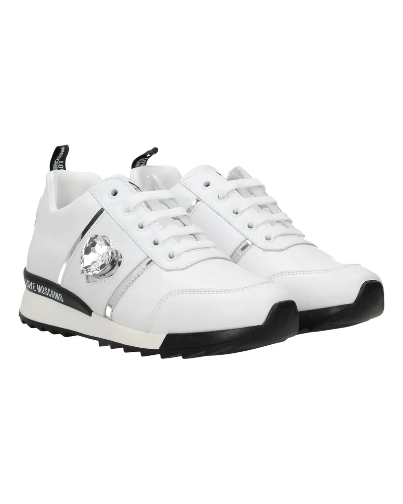 Moschino Women's White Leather Low Top Sneakers White