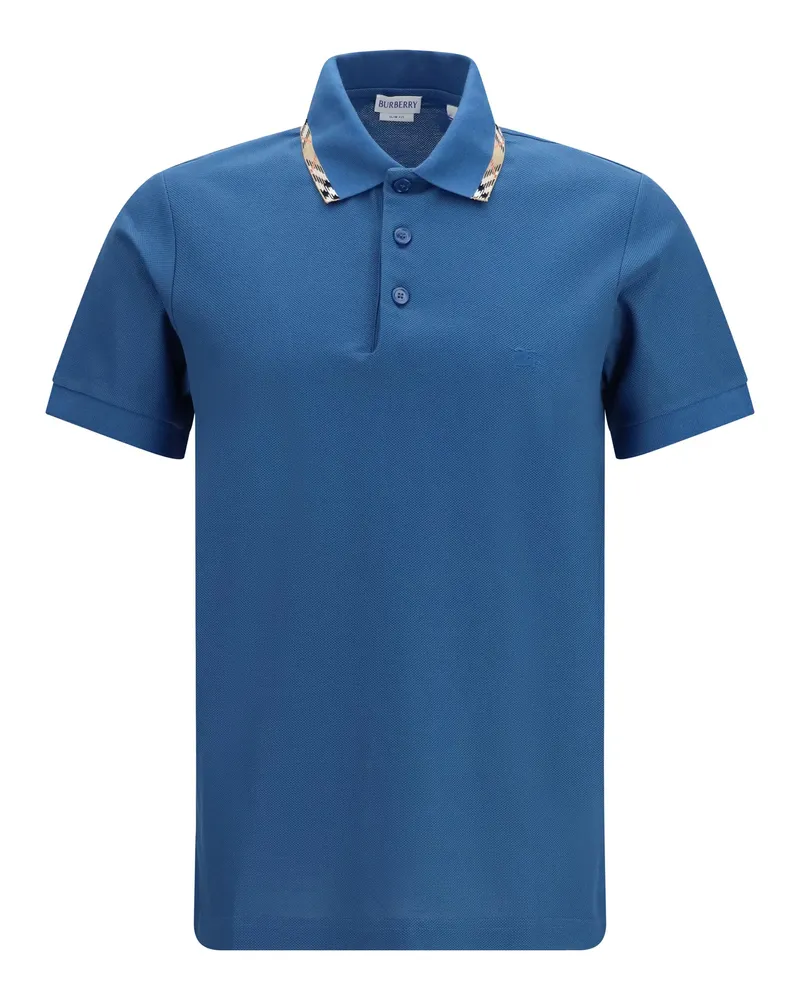 Burberry Check Polo Shirt — Blue Blue