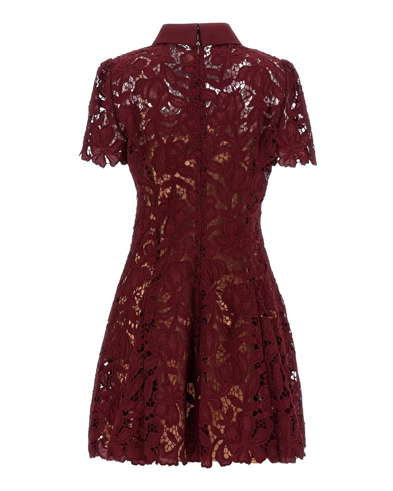 Self-Portrait Women's Mini Lace Dress Burgundy Evening Suits Burgundy