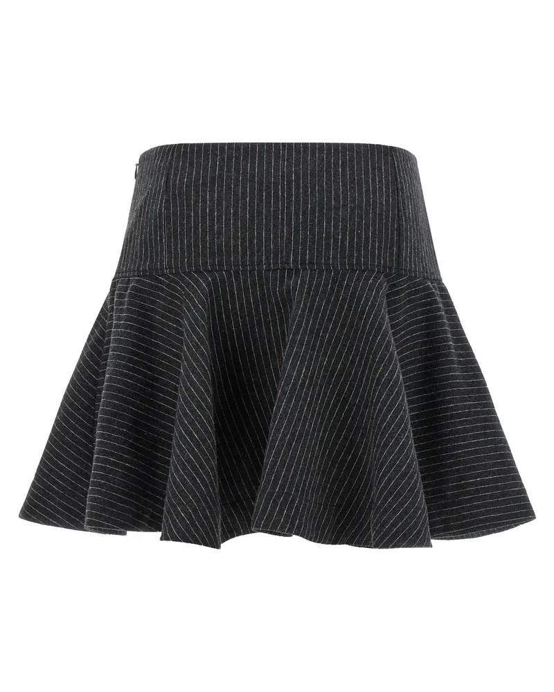 Ganni Pinstriped Flannel Skirt — Charcoal Charcoal