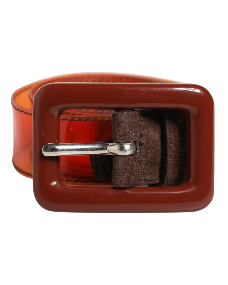 Miu Miu Orange Pvc Waist Women Cintura Square Buckle Belt Orange