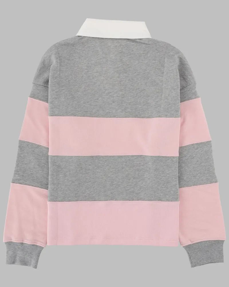 MSGM Cotton Polo Sweatshirt — Pink Pink