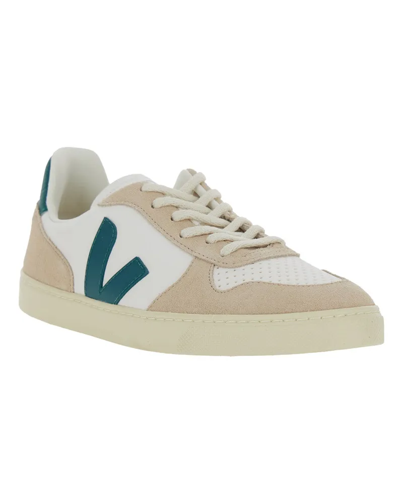VEJA Boys' Sneakers Small V-10 White Leather Organic Traced Trainers White