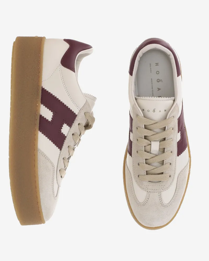 Hogan Women's Sneakers H698 Multicolour Leather Trainers Beige