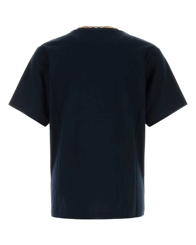 Burberry Contrast Trim Cotton T-Shirt — Navy Navy